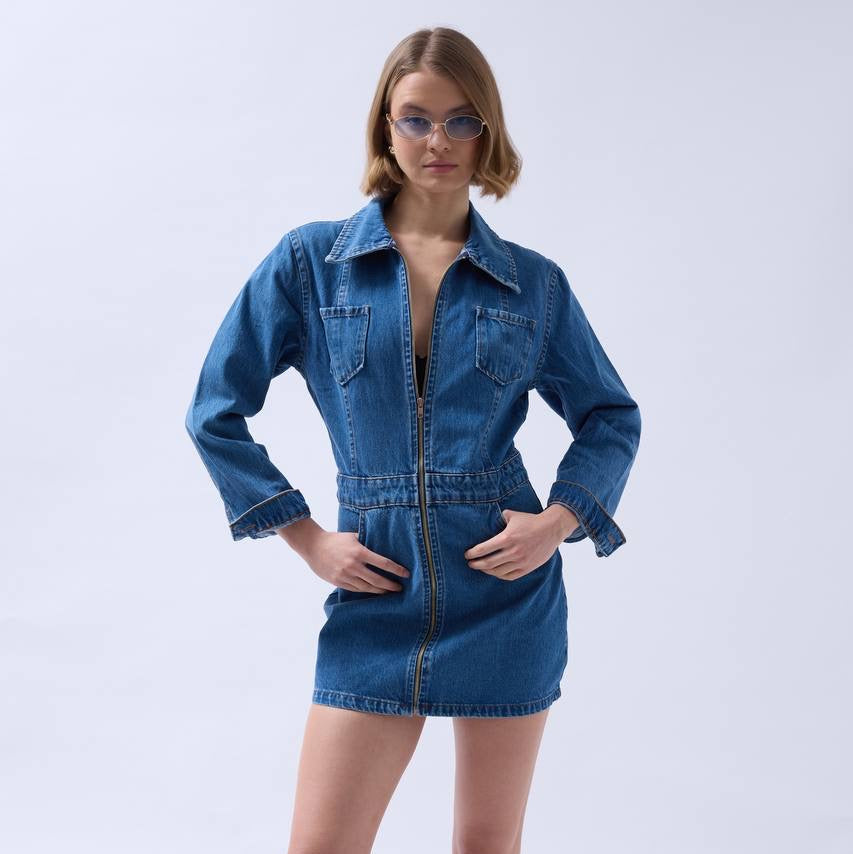 Zipper Denim Dress