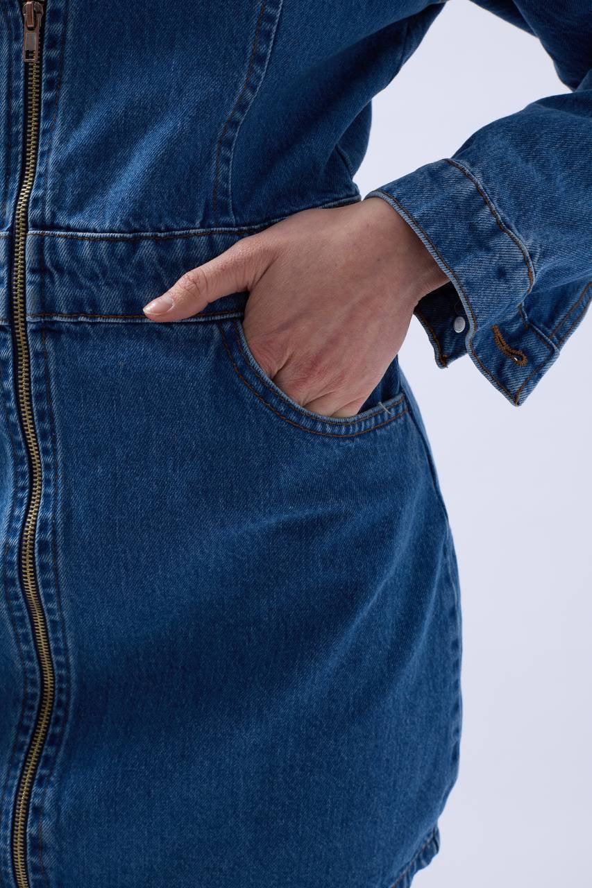 Zipper Denim Dress