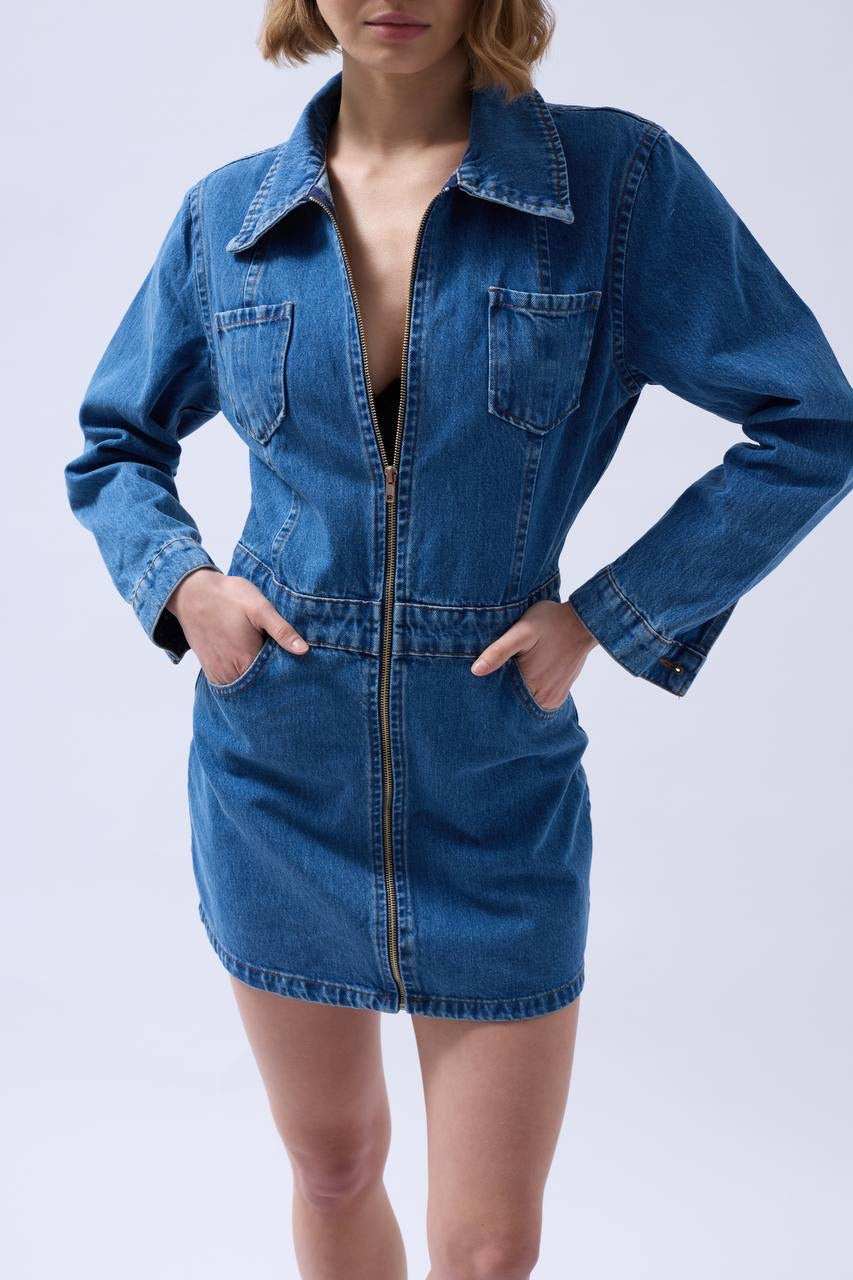 Zipper Denim Dress