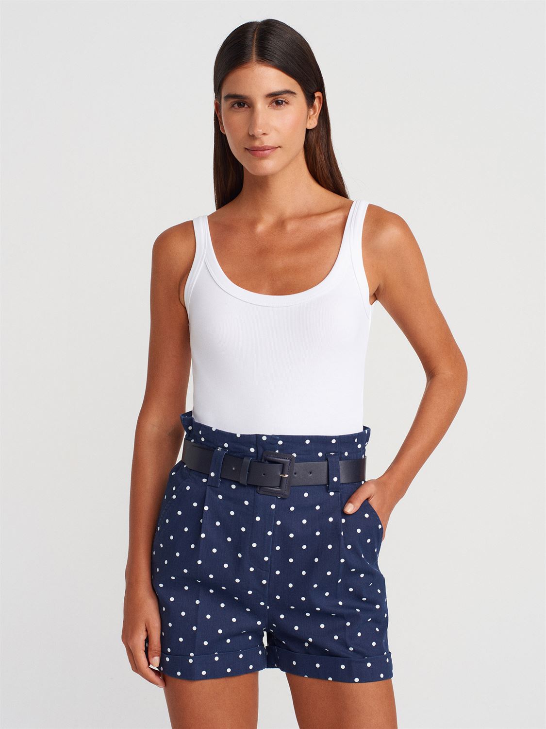 Navy Short Blue dotted white