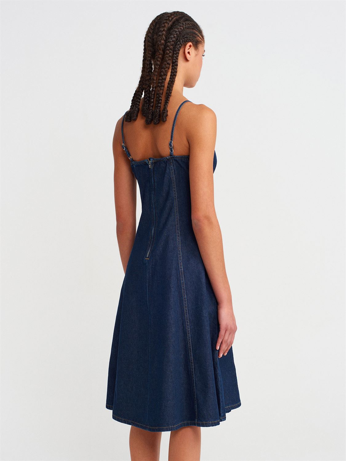 Strappy Denim Midi Dress