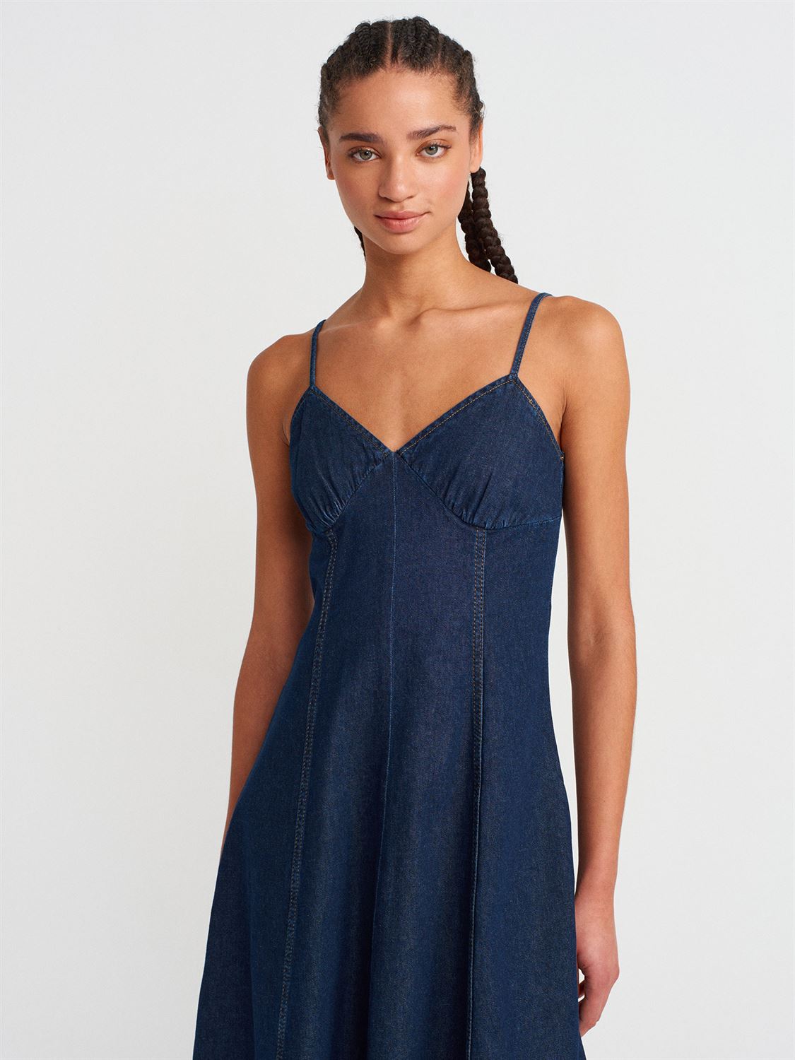 Strappy Denim Midi Dress