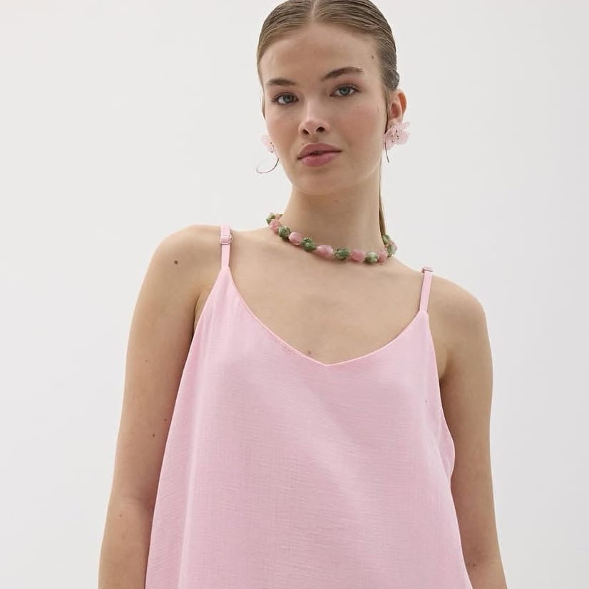 Cotton Long Dress With Two Slits