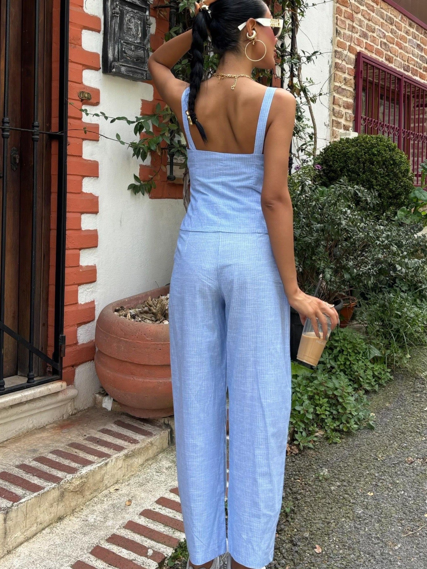 Striped Blue Pantsuit