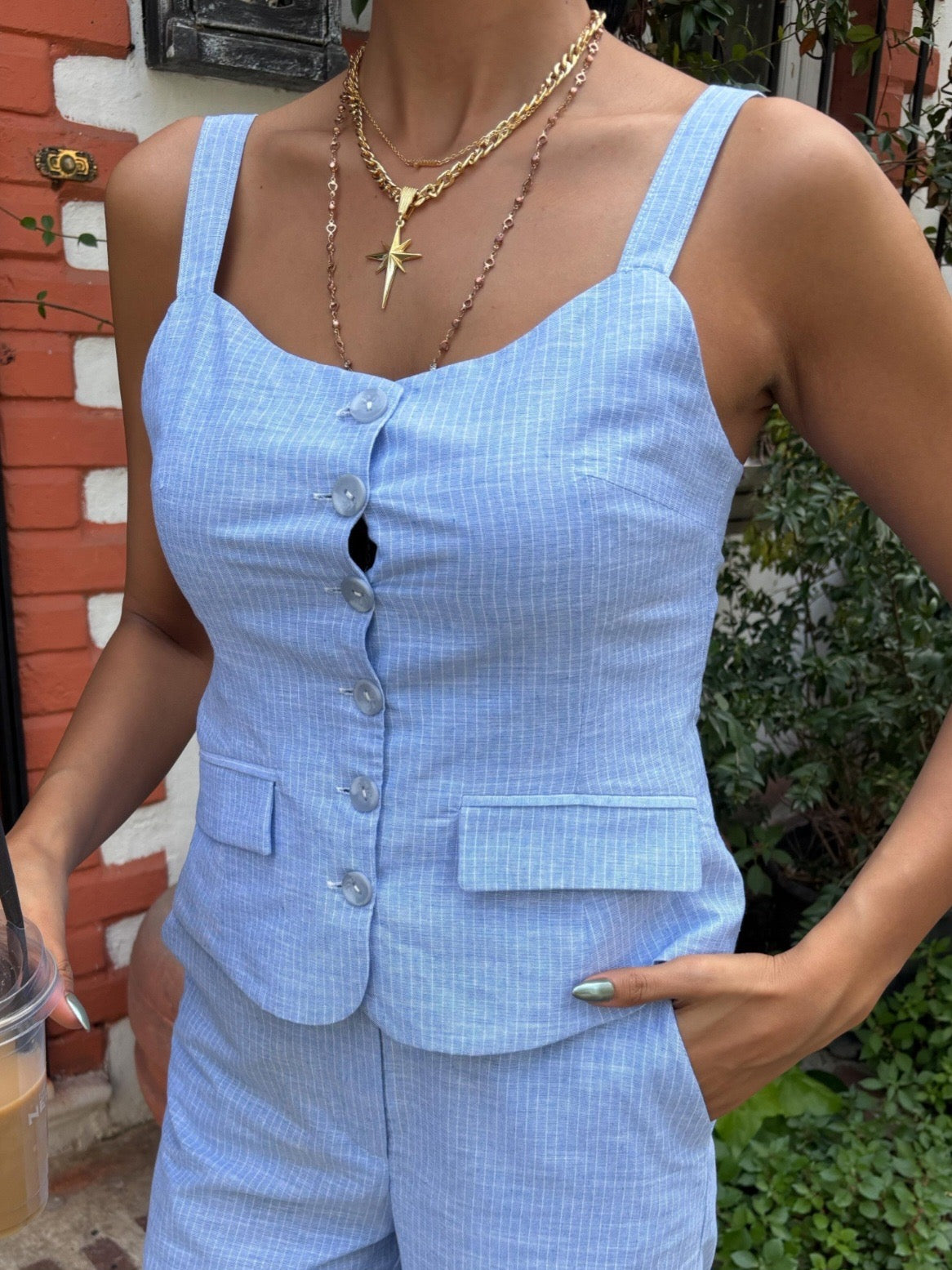 Striped Blue Pantsuit