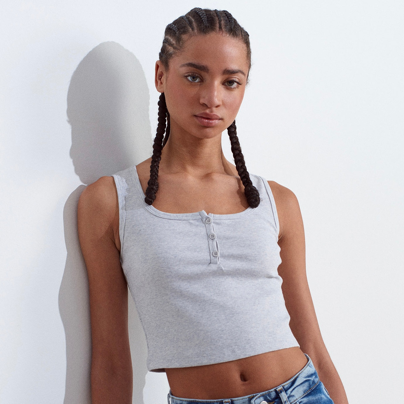 Buttoned Square Collar