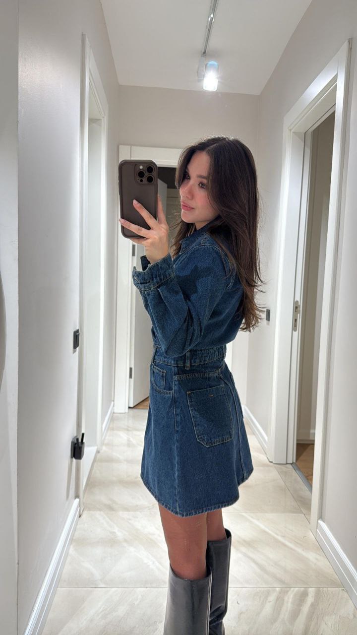 Zara Denim Dress With Button