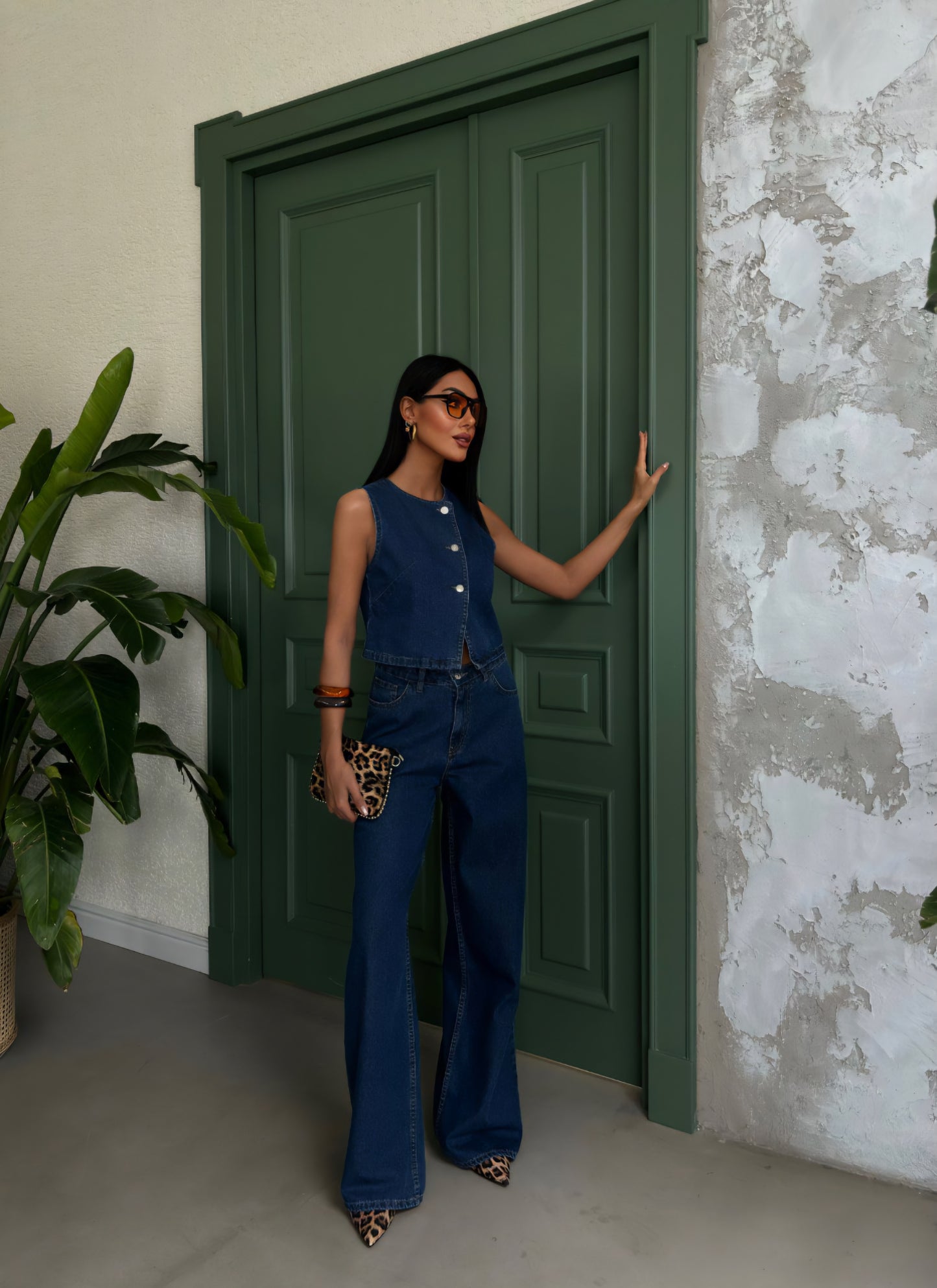 Denim Sisi Set Vest With Pants
