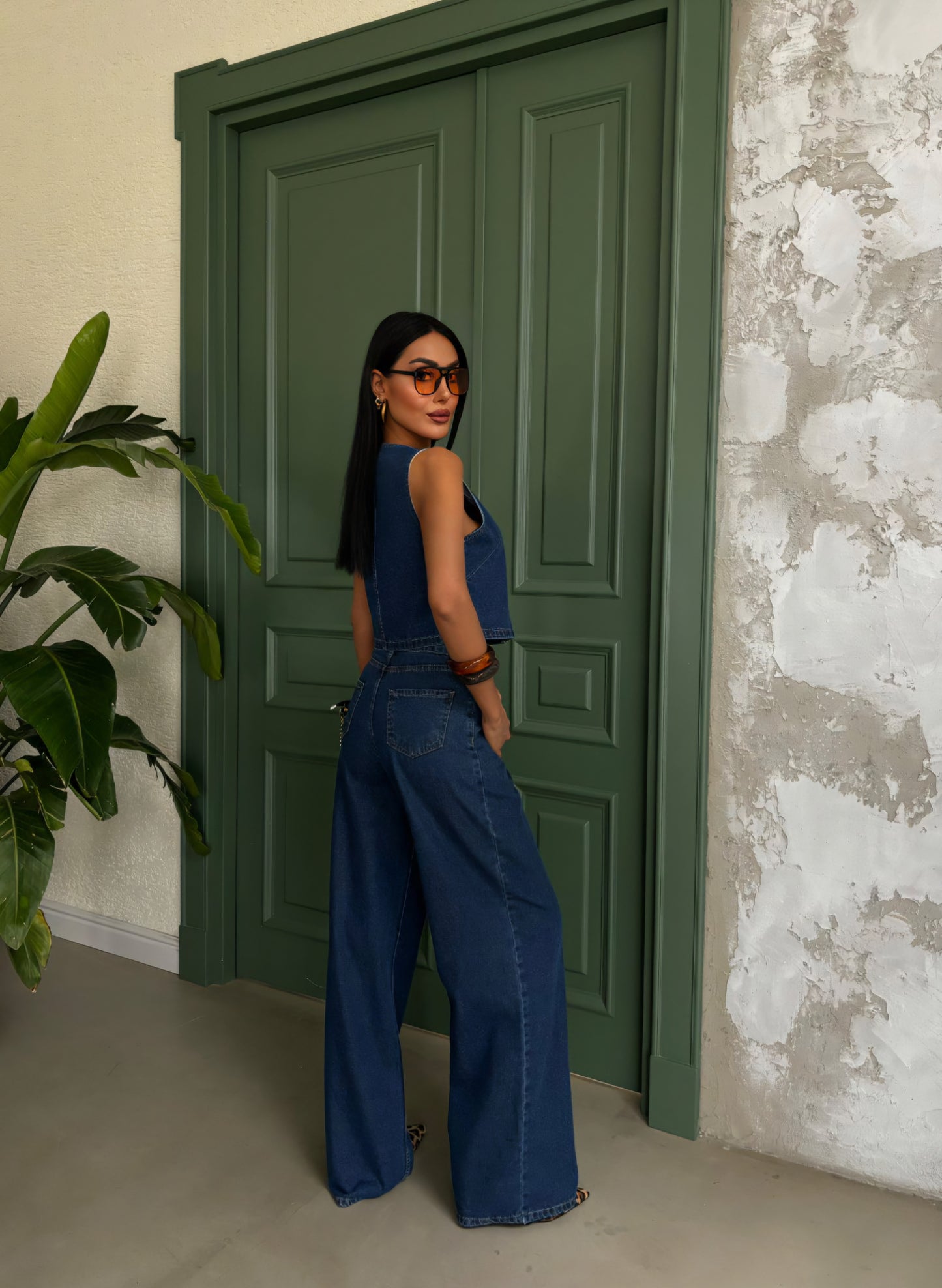 Denim Sisi Set Vest With Pants