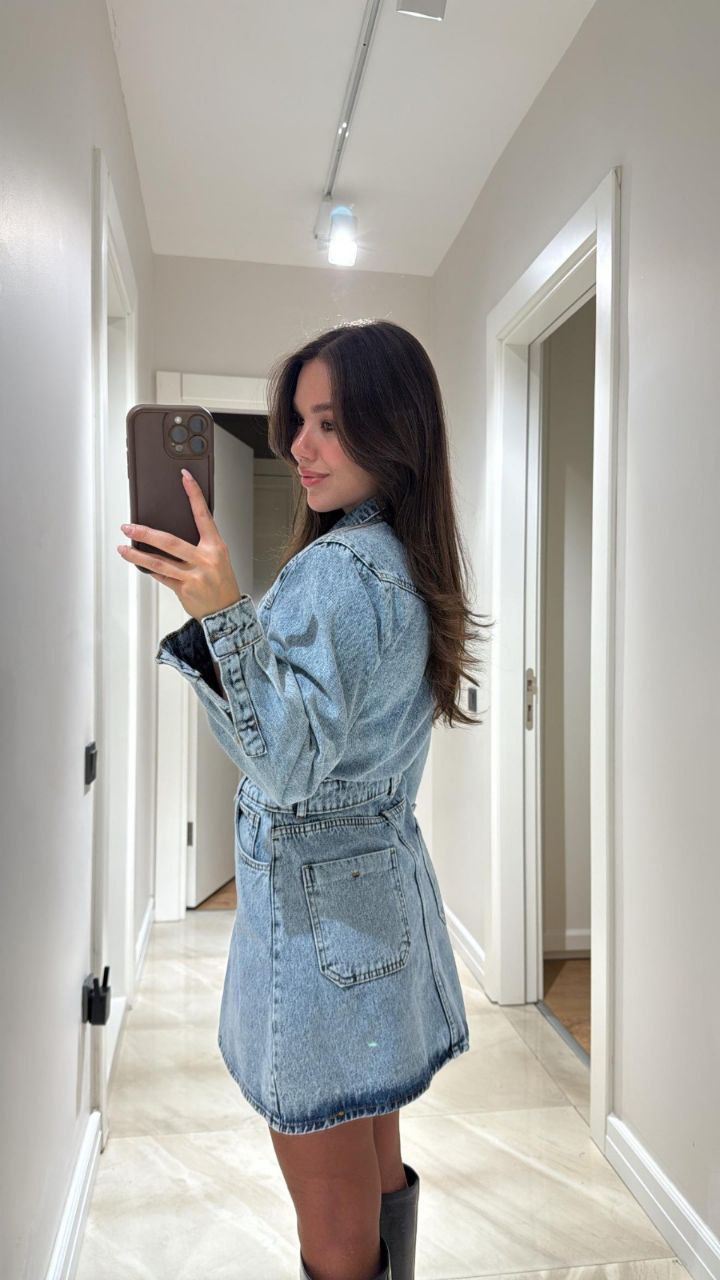 Zara Denim Dress With Button