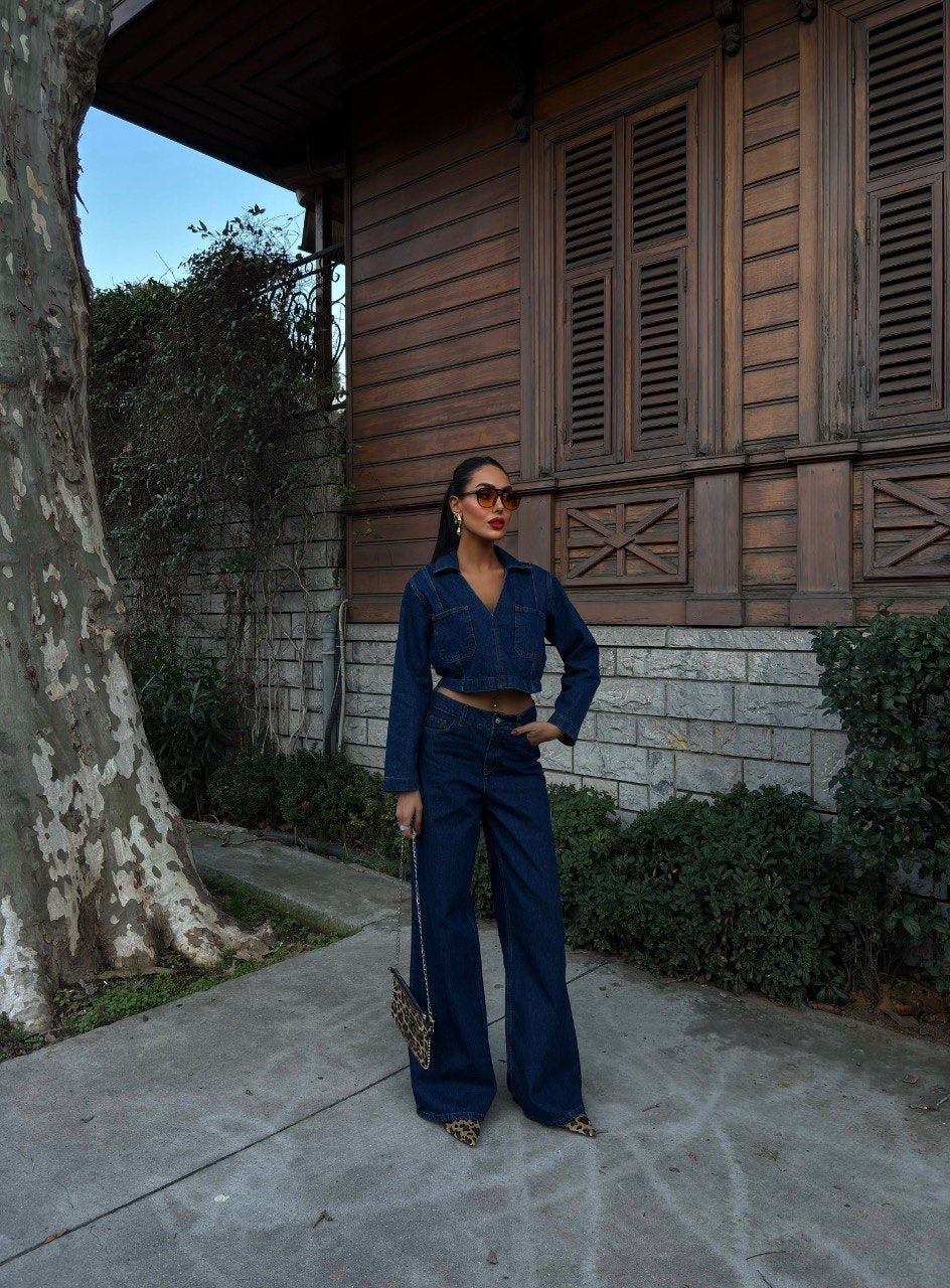 Zr Design Elegant Denim Set With Trousers