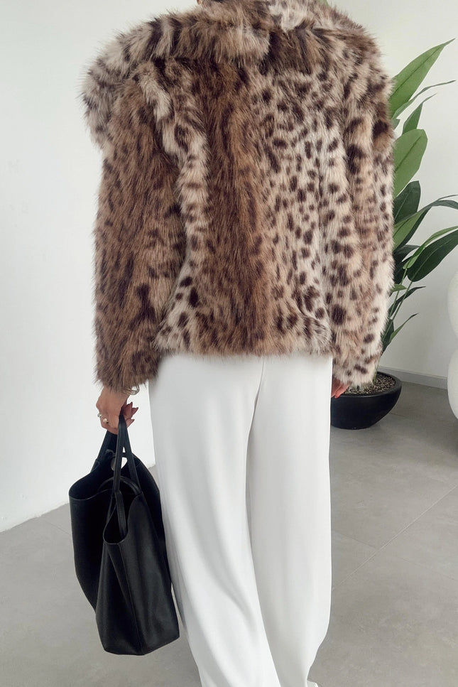 Melissa Brown Leopard Fur Coat