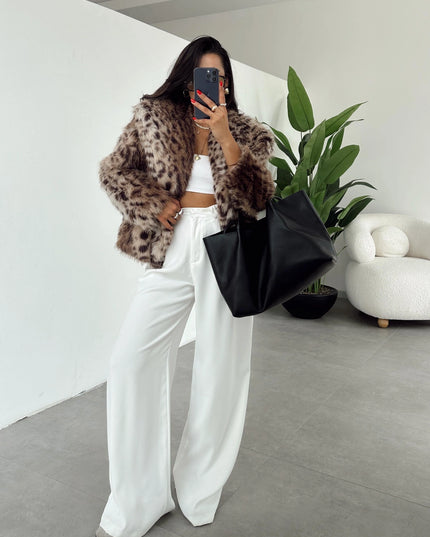 Melissa Brown Leopard Fur Coat