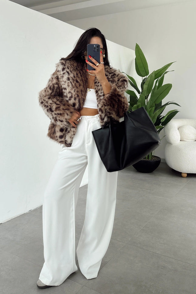 Melissa Brown Leopard Fur Coat