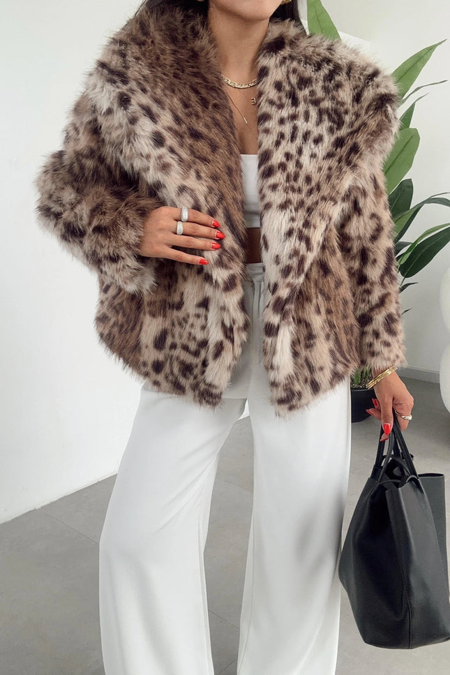 Melissa Brown Leopard Fur Coat
