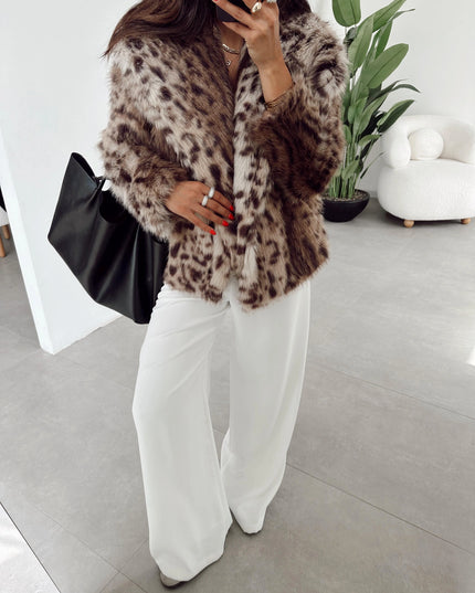Melissa Brown Leopard Fur Coat