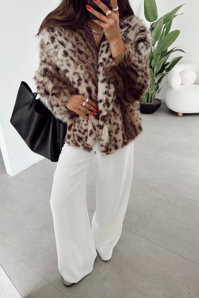 Melissa Brown Leopard Fur Coat