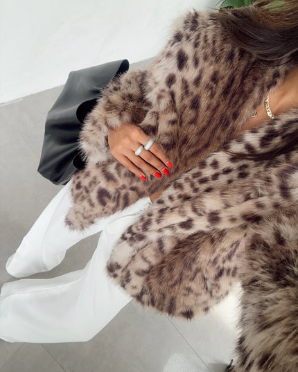 Melissa Brown Leopard Fur Coat