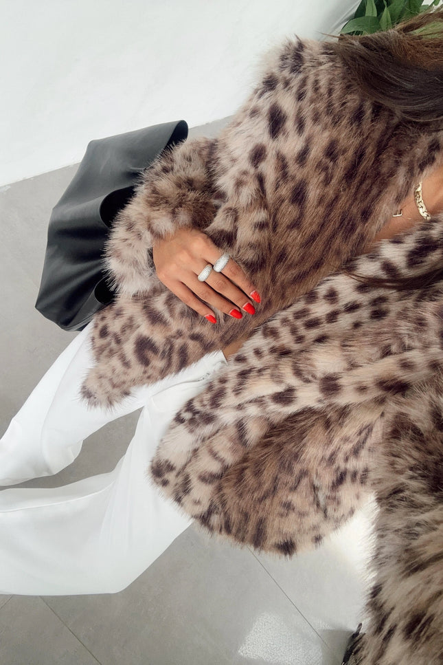 Melissa Brown Leopard Fur Coat