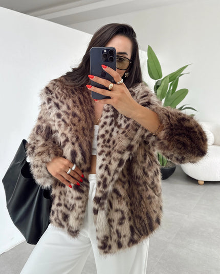 Melissa Brown Leopard Fur Coat