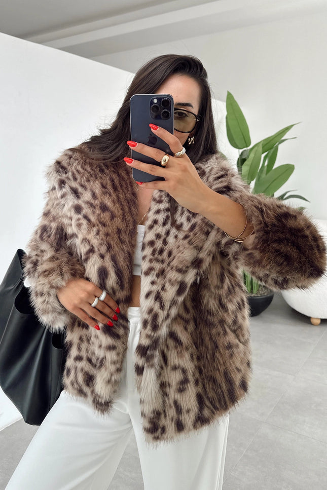Melissa Brown Leopard Fur Coat