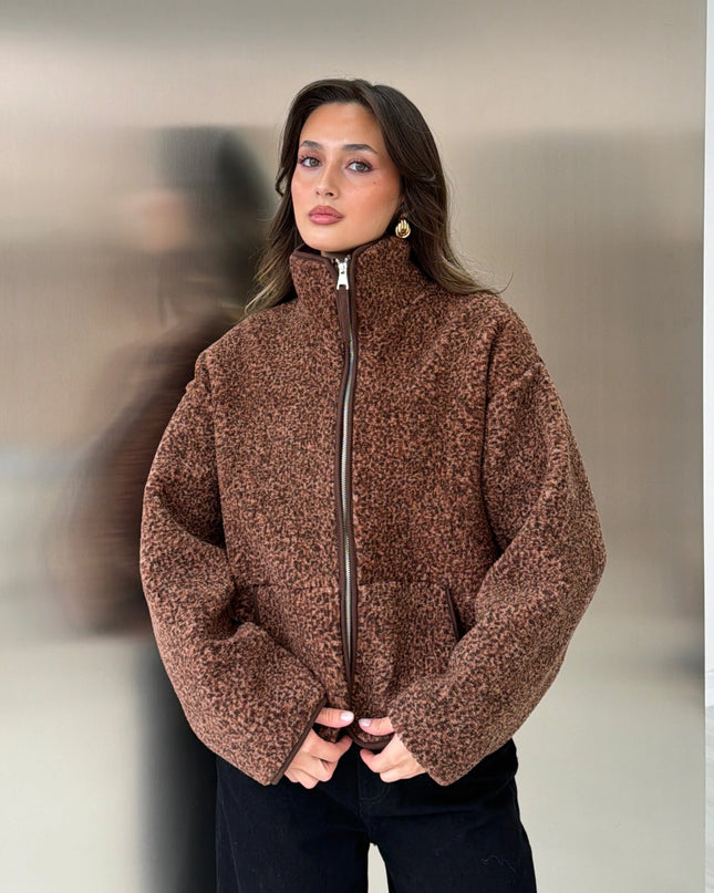 Presy Brown Double-Zip Polar Sweat