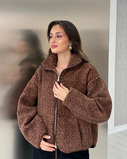 Presy Brown Double-Zip Polar Sweat
