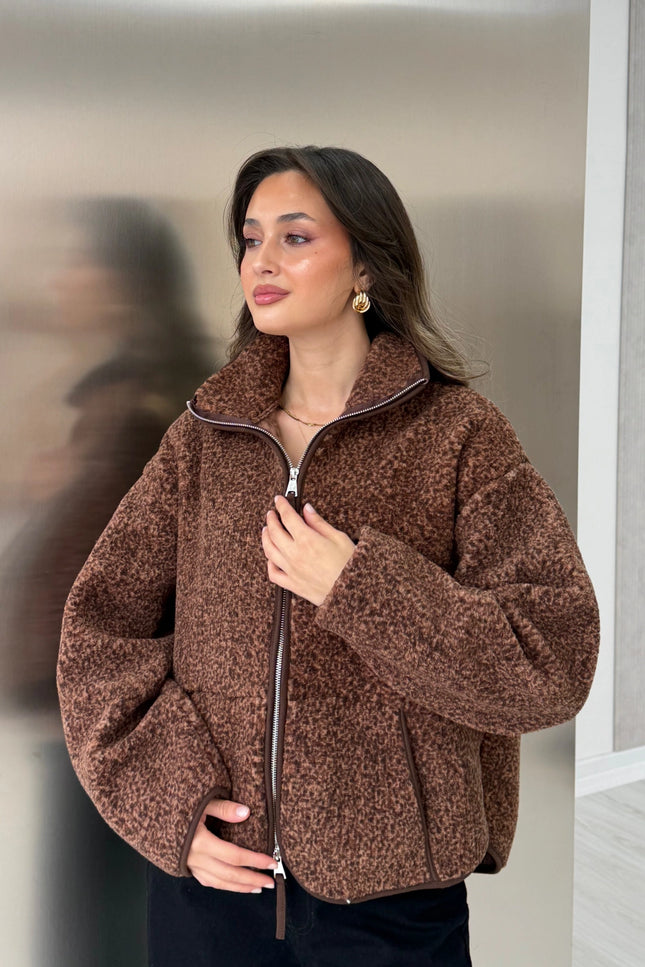 Presy Brown Double-Zip Polar Sweat