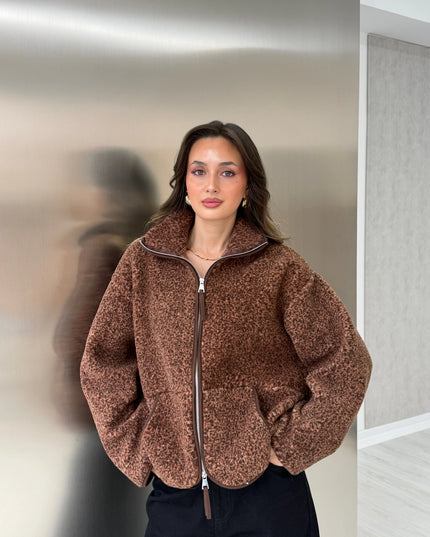 Presy Brown Double-Zip Polar Sweat