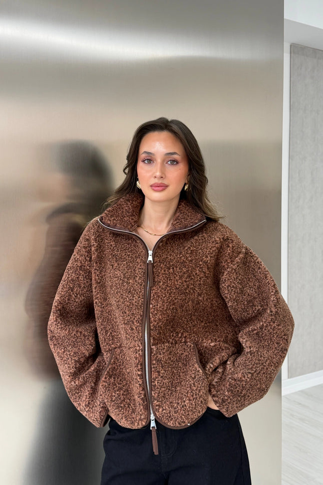 Presy Brown Double-Zip Polar Sweat