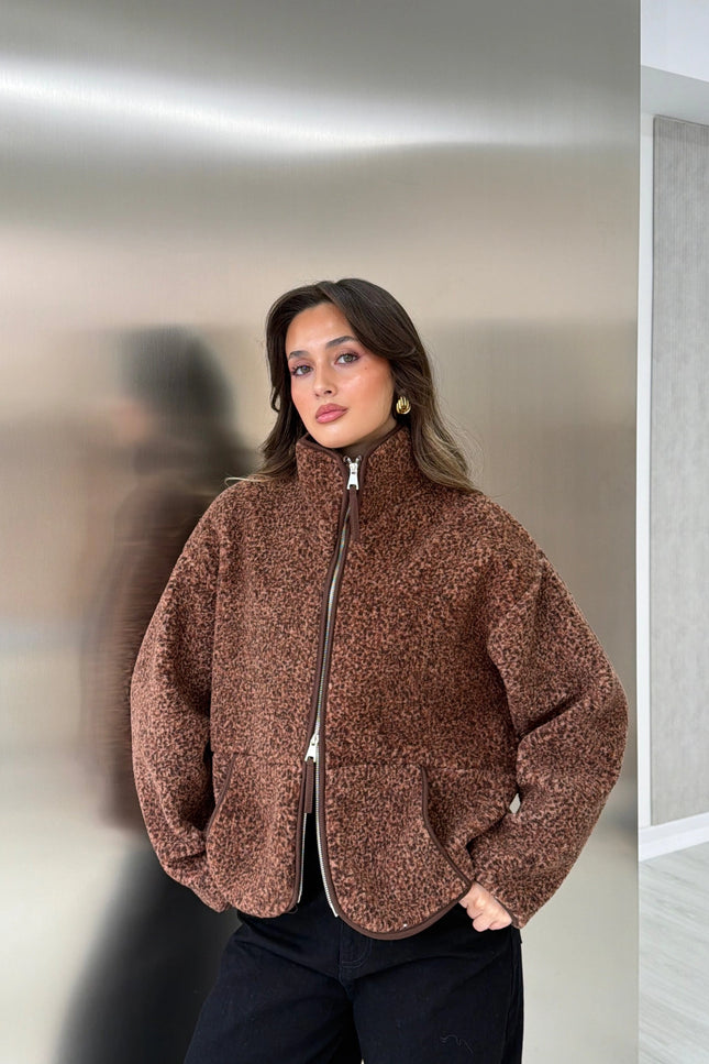 Presy Brown Double-Zip Polar Sweat