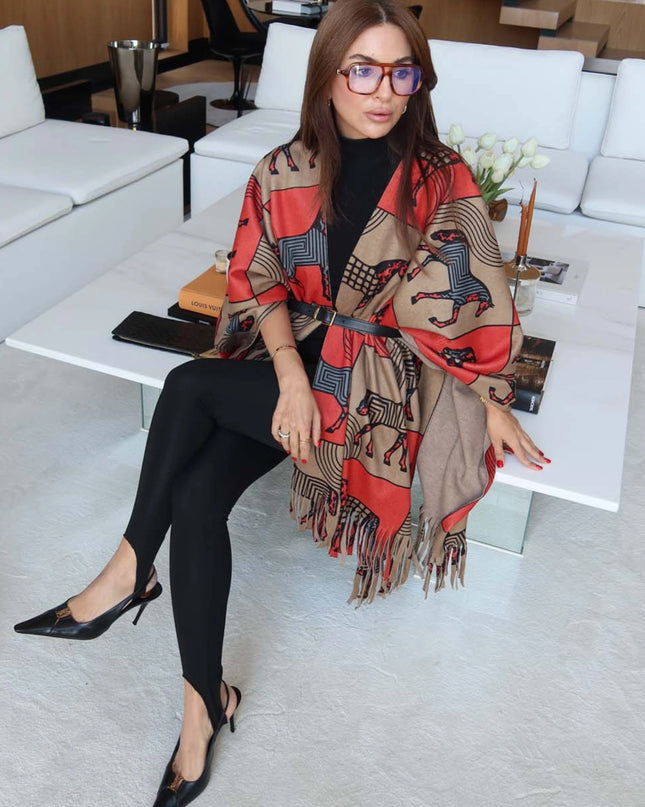Premium Printed Tassel Poncho