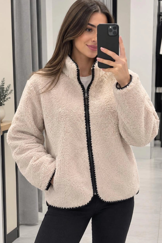 Presy Brown Striped Plush Coat