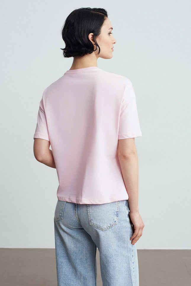 3683 Basic T-Shirt-Toz Pembe