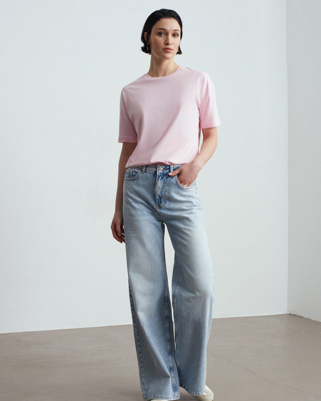 3683 Basic T-Shirt-Toz Pembe