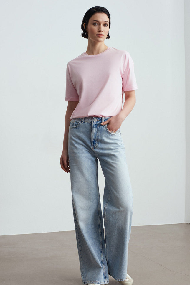 3683 Basic T-Shirt-Toz Pembe