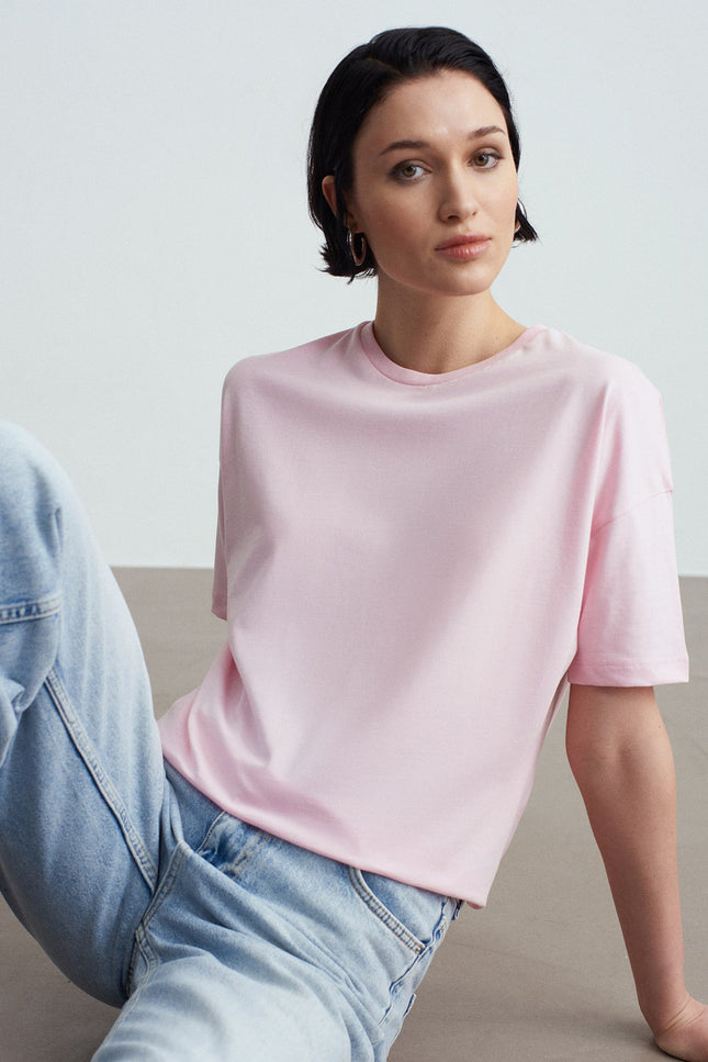 3683 Basic T-Shirt-Toz Pembe