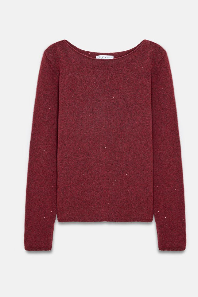 Dilvin Wool Blend Boat Neck Sweater
