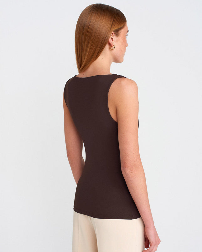 20977 Kalın Askılı Basic Atlet-Koyu Kahve