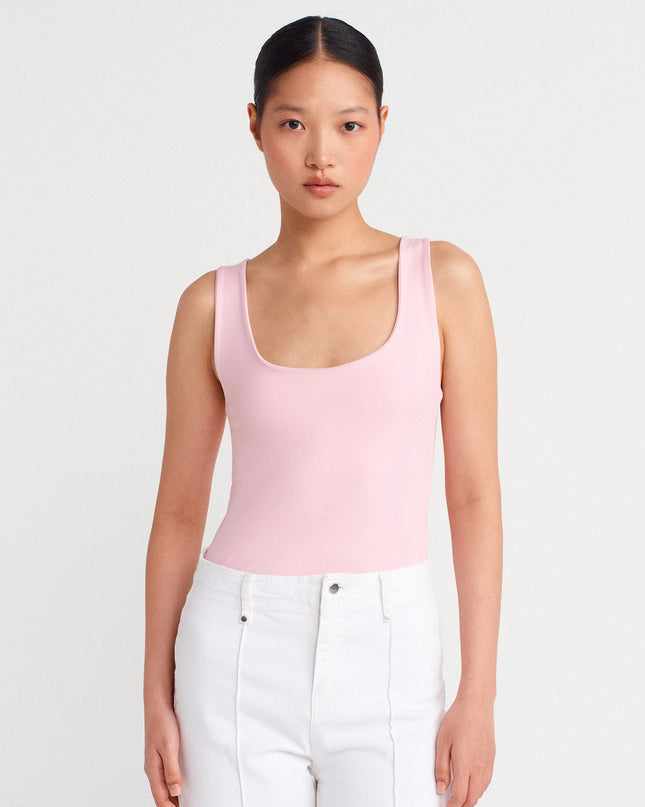 20977 Kalın Askılı Basic Atlet-Toz Pembe