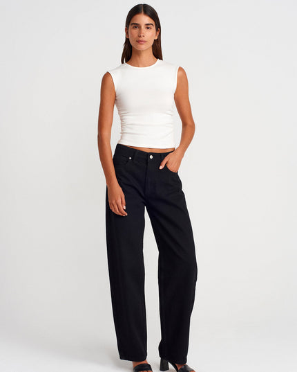 21054 Büzgülü Basic T-Shirt-Ekru