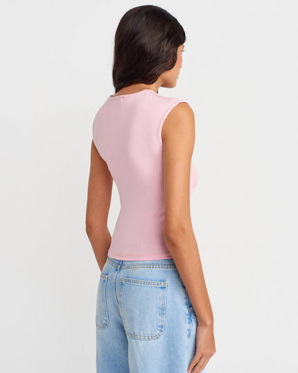 21054 Büzgülü Basic T-Shirt-Toz Pembe