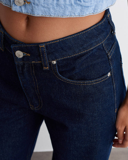71706 %100 Pamuk Wide Leg Jean-Lacivert