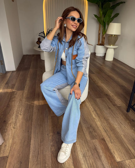 Solena Denim Suit Detail at the Front