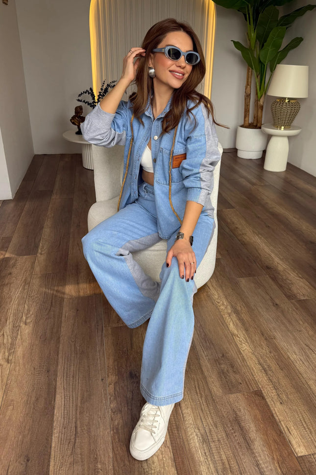 Solena Denim Suit Detail at the Front