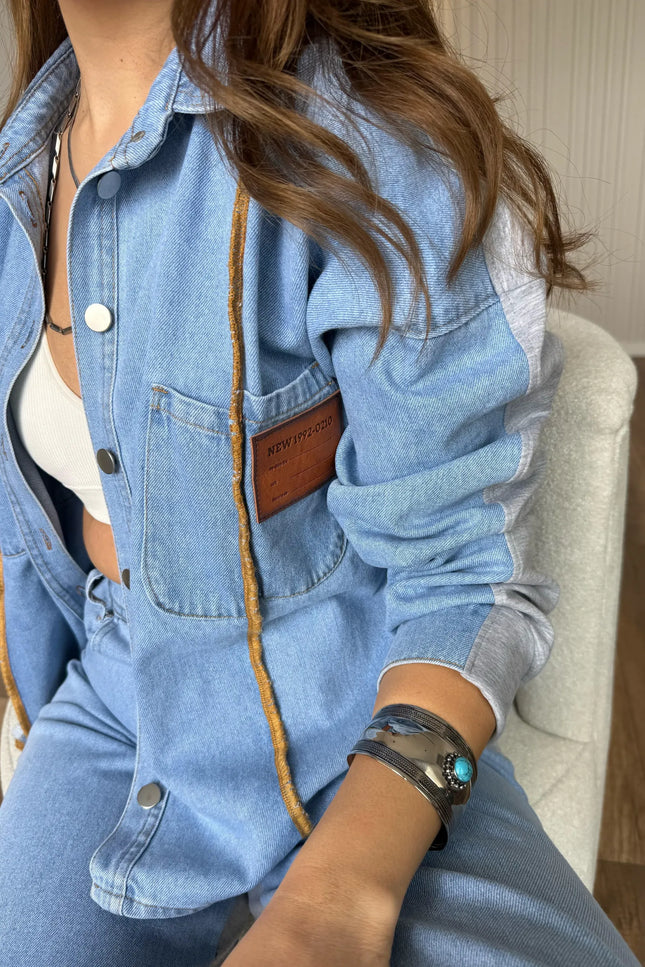 Solena Denim Suit Detail at the Front