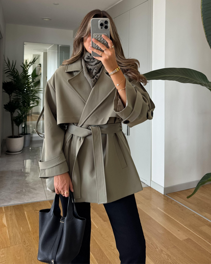 Kısa Trench Coat -Khaki
