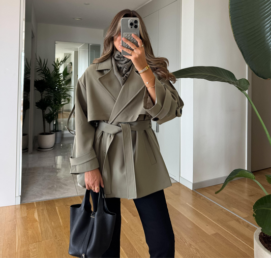 Kısa Trench Coat -Khaki