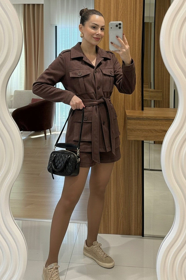 Velvet premium Set-Short with pocket jacket
