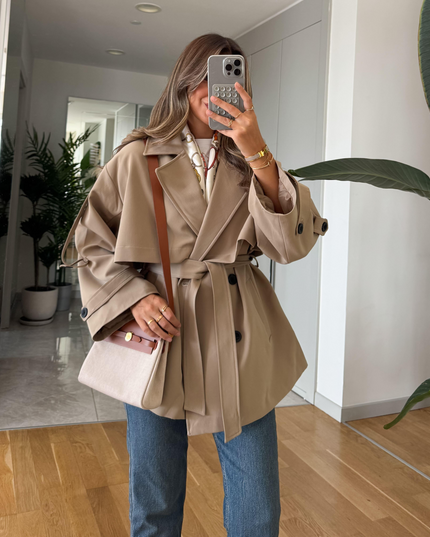 Kısa Trench Coat - Beige